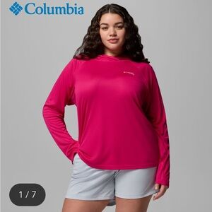 NWOT Columbia Women's PLUS size 3X Navy Blue Long Sleeve PFG Tidal Tee Hoodie